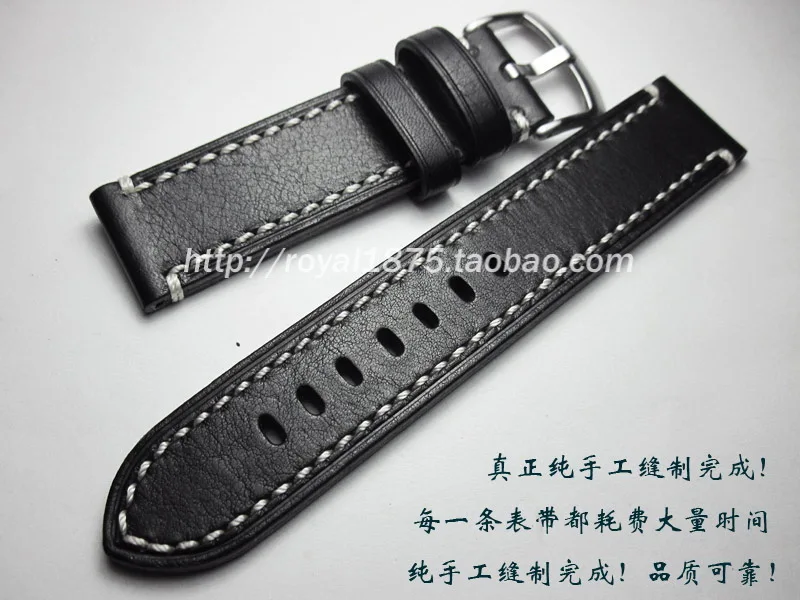 High quality handmade thick line leather strap male 18mm19mm 20mm 21mm 22mm vintage calf leather strap custom made old Wristband