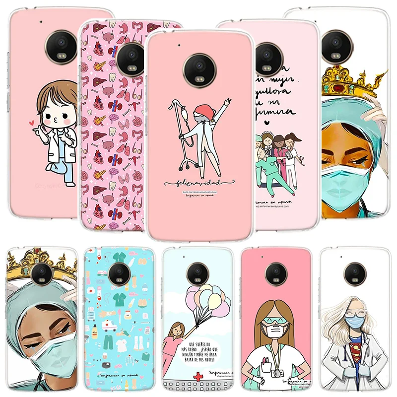 

Cartoon Medicine Doctor Nurse Phone Case For Motorola ONE Action Vision Cover Moto G9 Plus G8 Play G7 Power G6 G5 G5S E6 E5 Capa