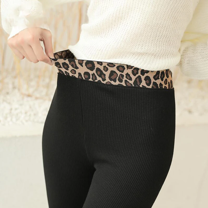 Осенние женские леггинсы с леопардовым принтом штаны вертикальной талией