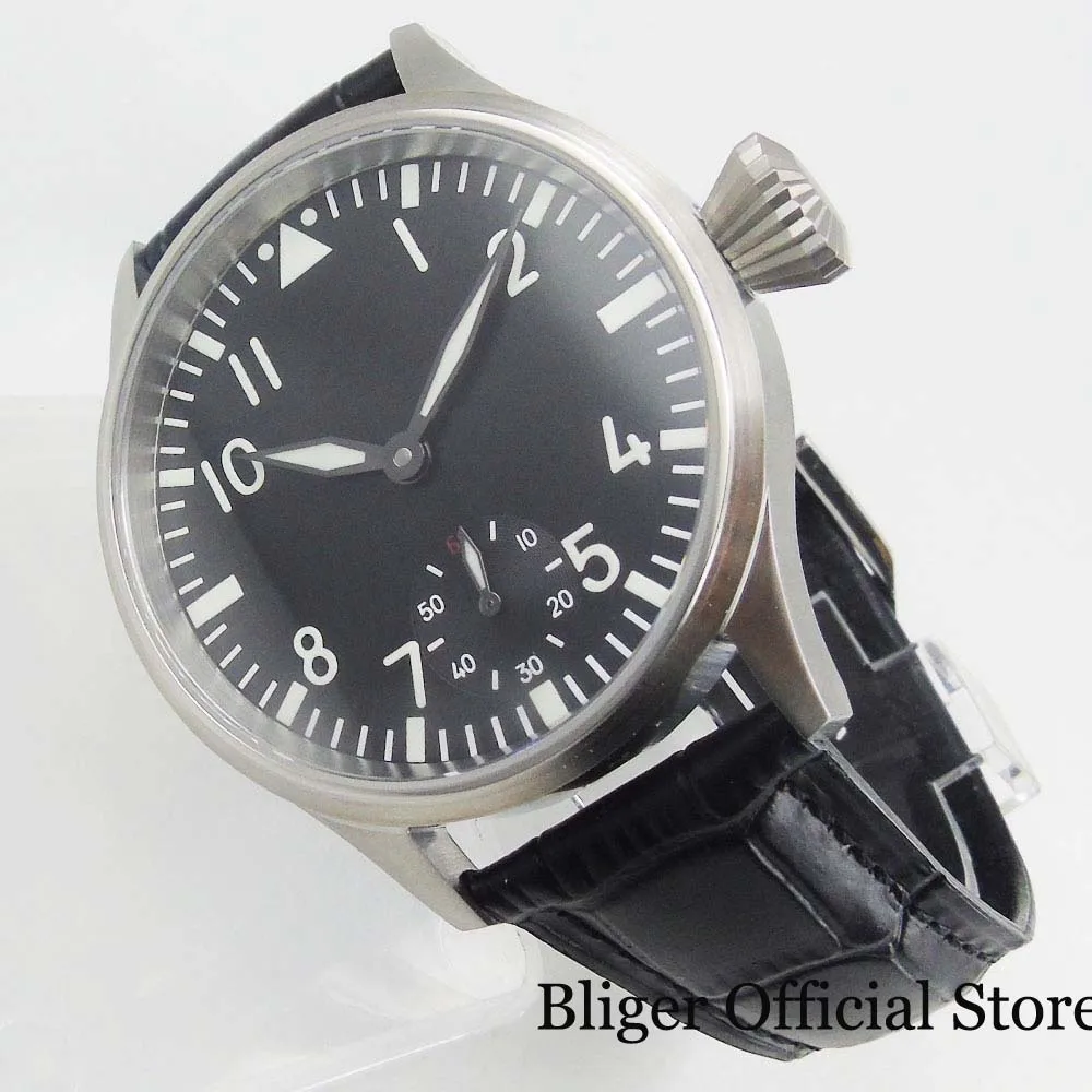 Высокое качество механические матовые 43 мм часы 6498 ручной обмотки механизм