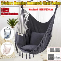 3 types outdoor indoor hanging hammock chair swing camping garden load 150kg with 2 x seat cushions