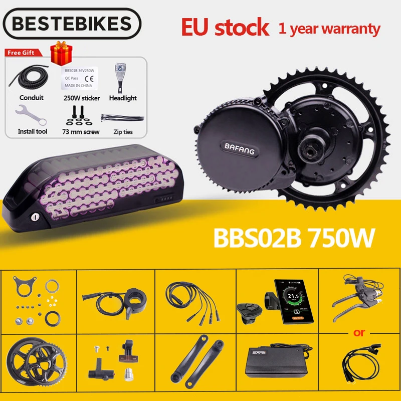 Электрический велосипед Bafang Motor48V 750W BBS02B BBS02 литиевая батарея 48 В комплект для