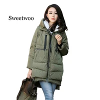 large size m 5xl womens winter cotton coat army green zipper big pocket jacket female thicken warm hooded outwear parkas