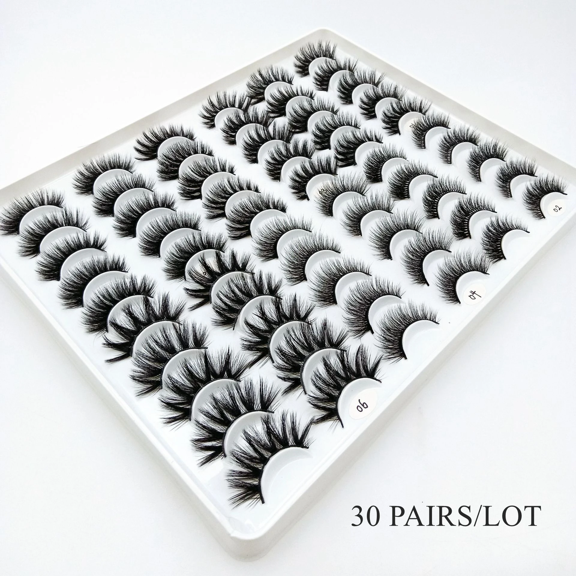 

3D Mink Lashes Pack 7/20/30 Pairs Messy Fluffy Long Faux Cils Packaging wholesale in bulk,Mix Dramatic Natrual Mink Eyelashes
