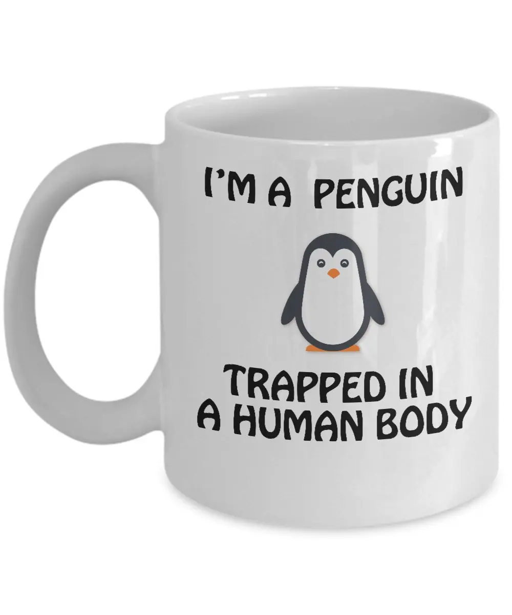 Забавная кофейная кружка I'm A Penguin In Human Body Red 11 унций | Дом и сад