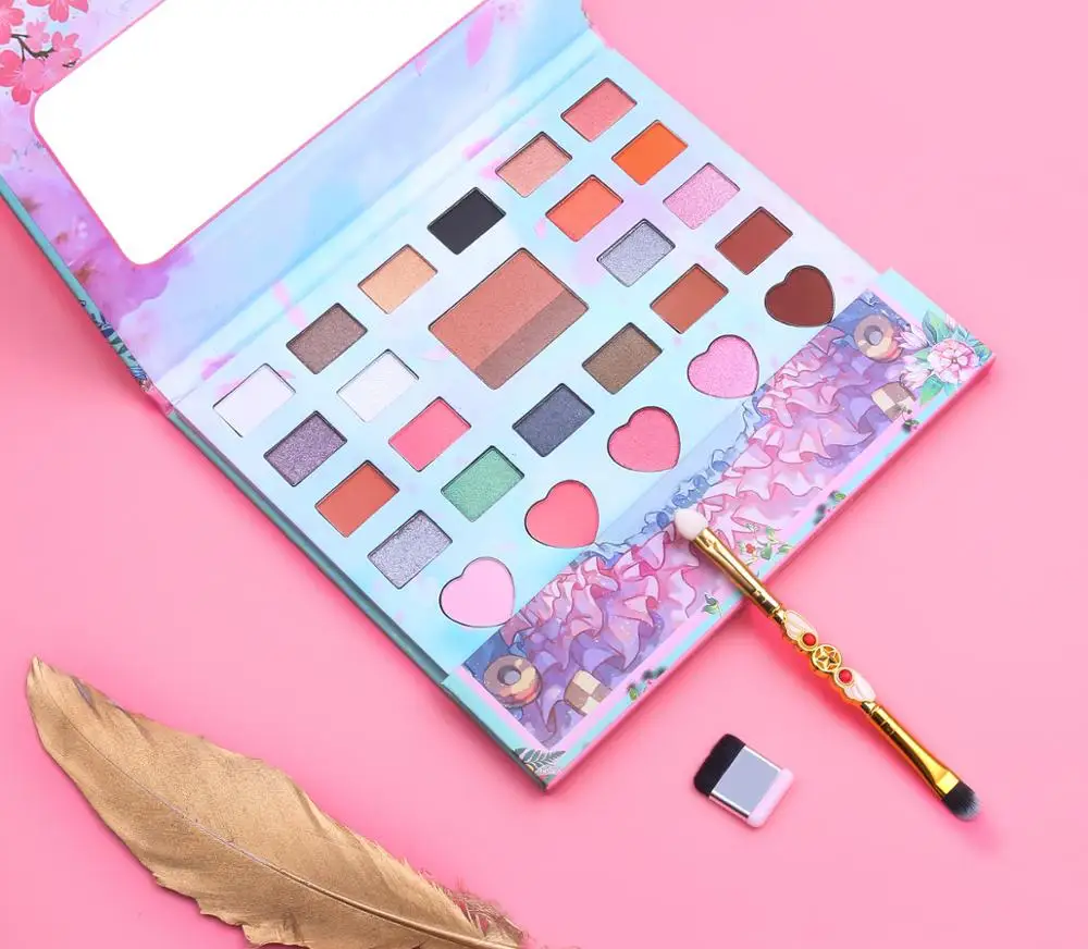 Разнообразие Сакура ленивые тени для век Кисть 27 цветов пудра девушка аниме