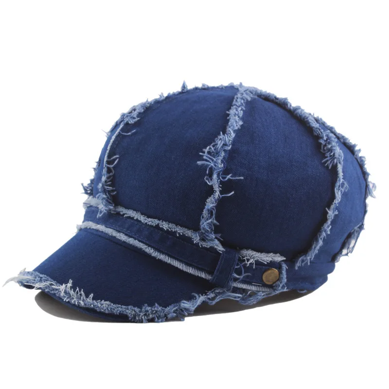 BUTTERMERE женская джинсовая восьмиугольная шляпа женская зимняя Ретро газетная Кепка женская синяя японская газетная шляпа художника - Цвет: Dark Blue