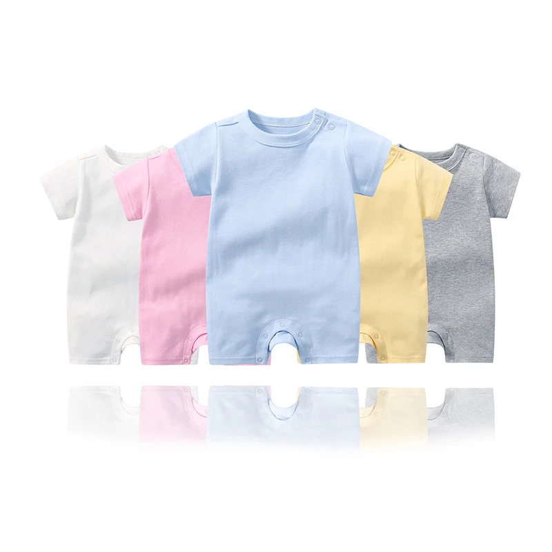 

Летние боксеры с коротким рукавом, комбинезон для мальчиков и девочек, хлопковая одежда для новорожденных, простой костюм для младенцев