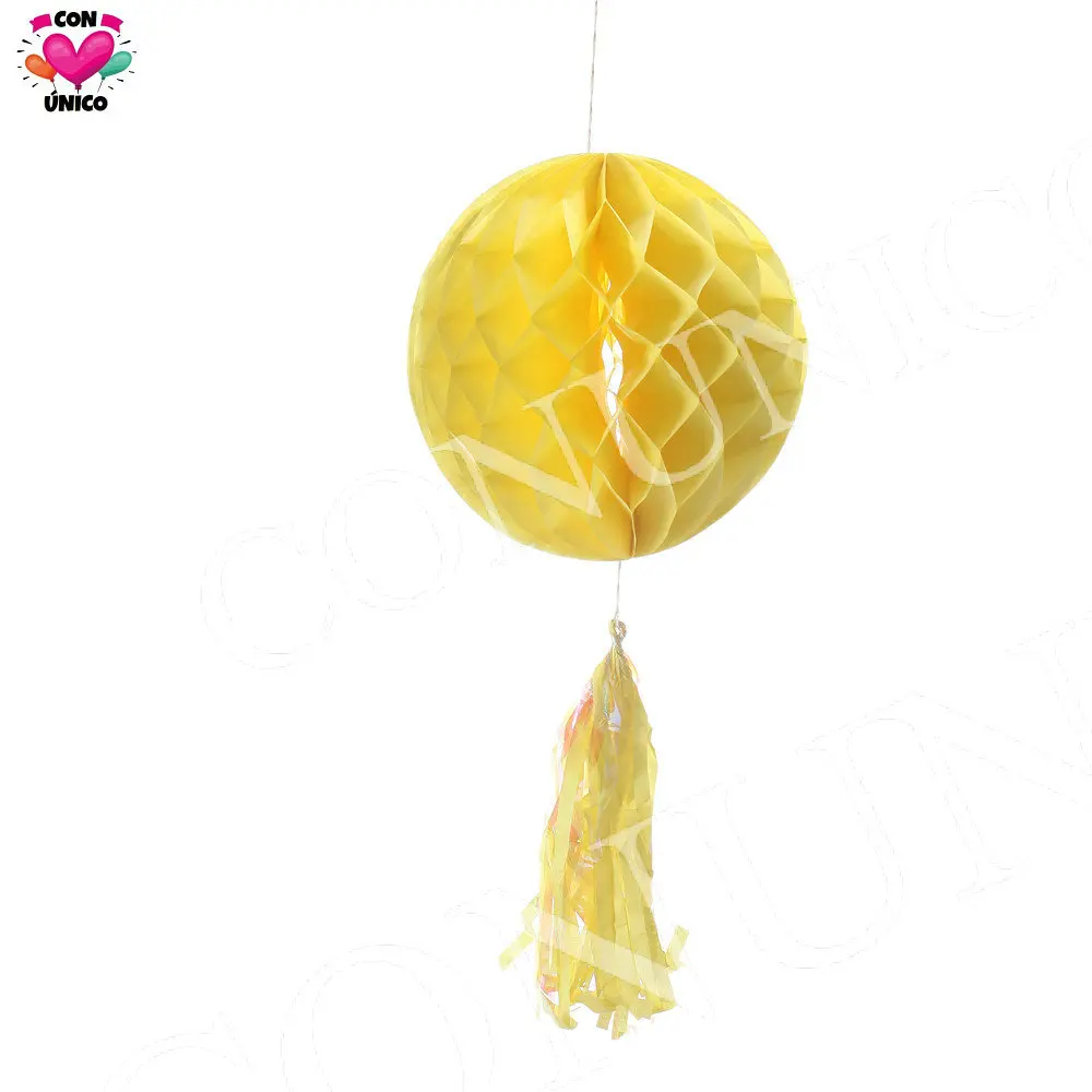 Праздничное украшение Conunico желтые подвесные сотовые шарики кисточки фонари из