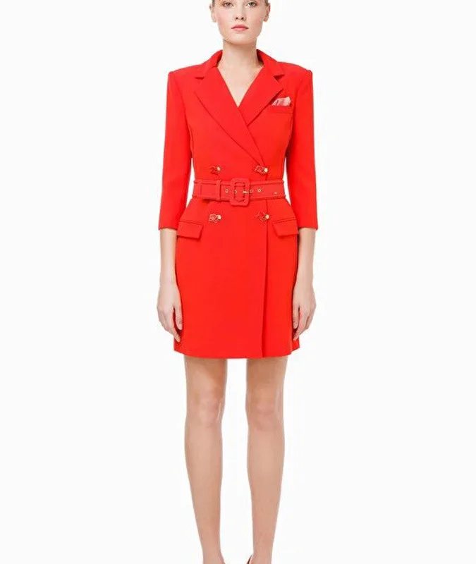 2019 осень и зима Новый Модный женский костюм воротник двубортный тонкий для