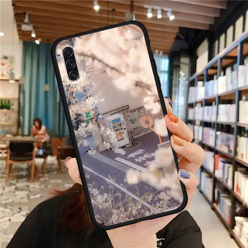 

cherry blossom street Beautiful view Phone Case For Samsung galaxy A S note 10 7 8 9 20 30 31 40 50 51 70 71 21 s ultra plus