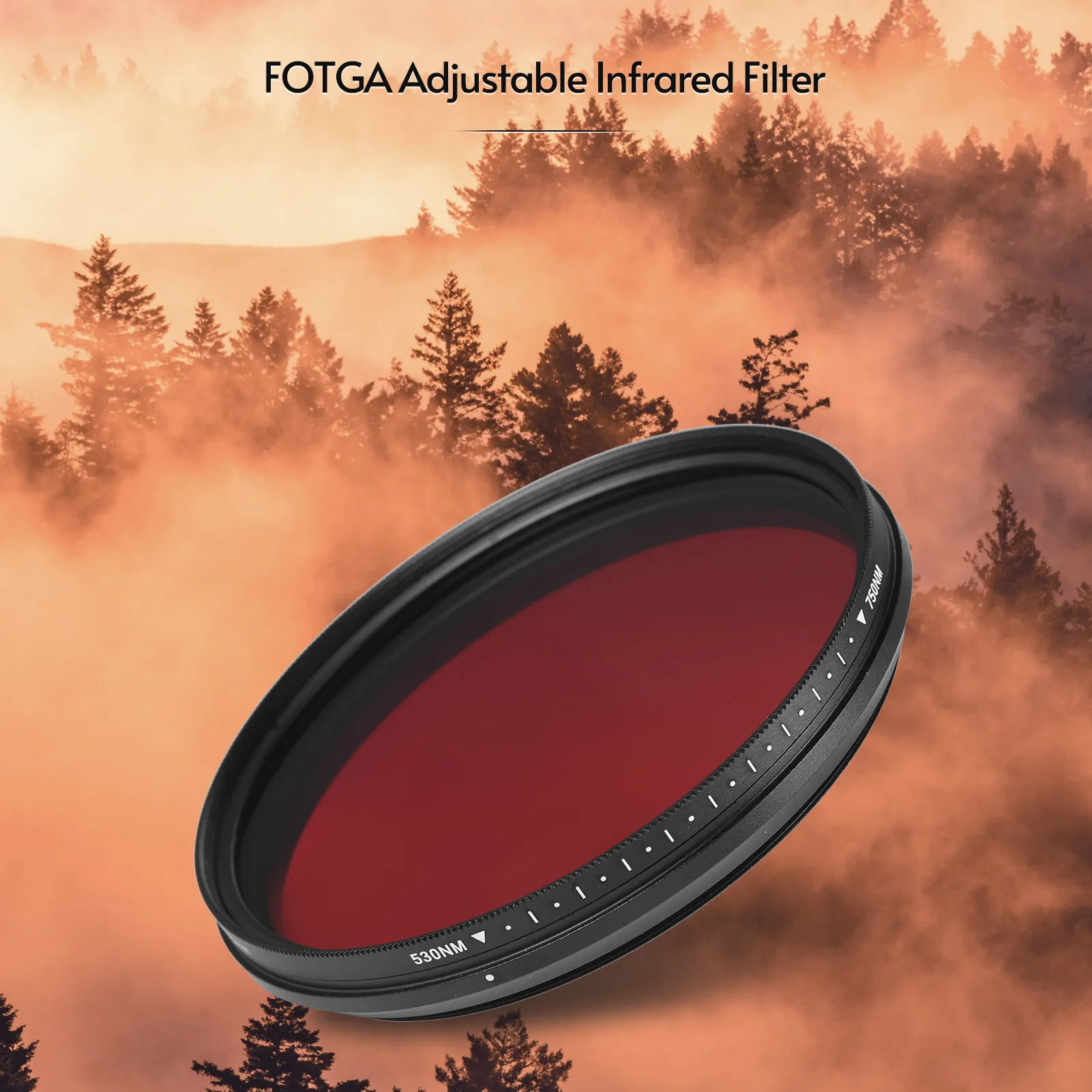 

FOTGA 62mm-82mm Studio Adjustable Infrared Lens Filter IR X-Ray from 530nm to 750nm Compatible with Canon Nikon Sony DSLR Camera