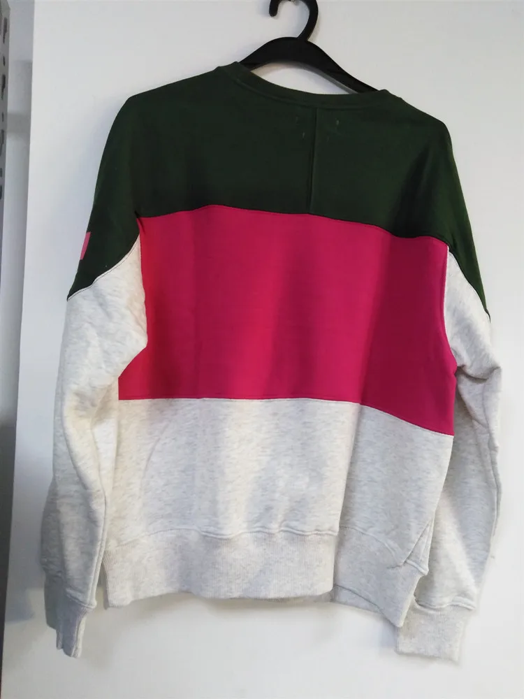 

Women Cotton Letter Sweatshirt Autumn Winter Female Long Sleeve O Neck Patchwork Loose Pullover Tops