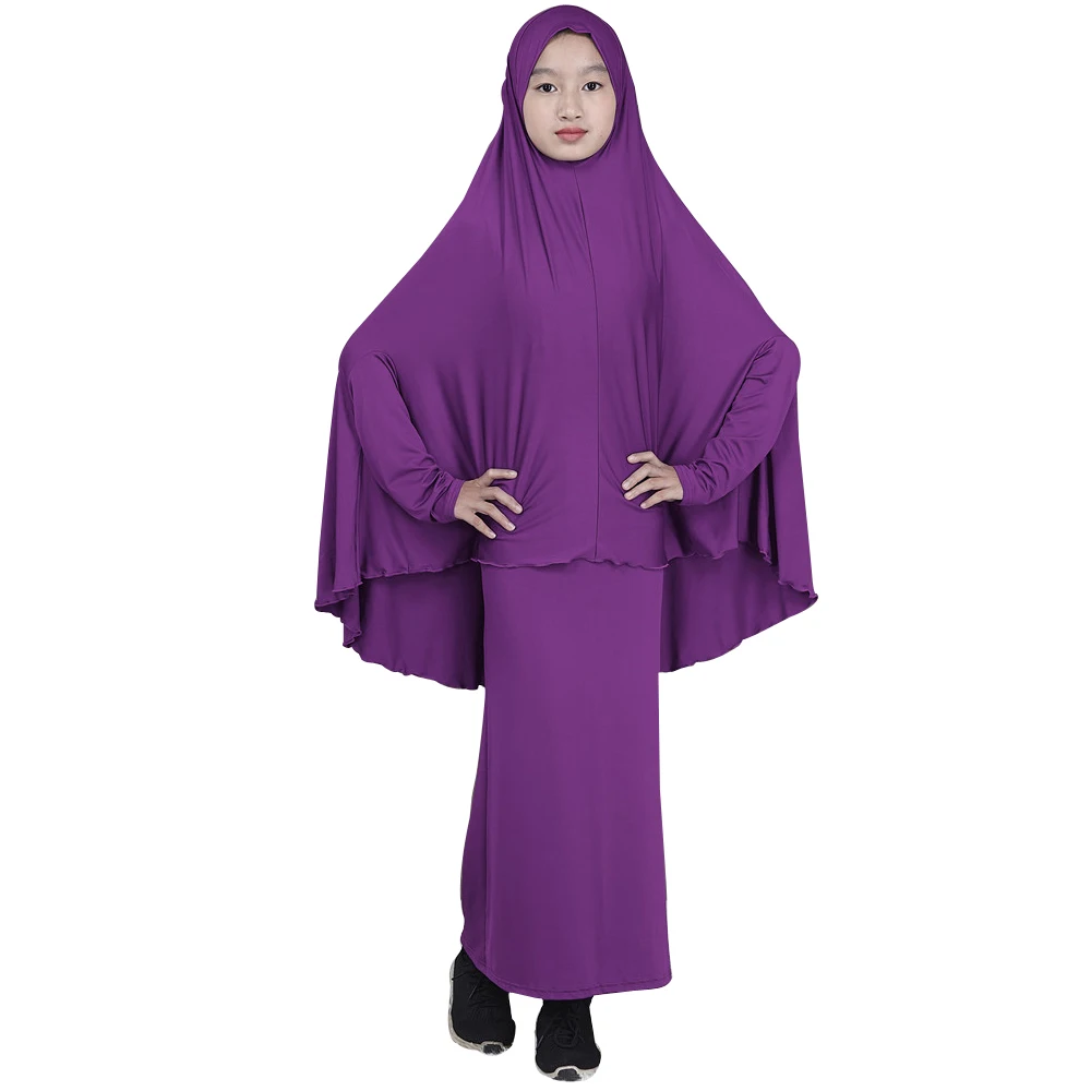 Длинное платье хиджаб Abaya для мусульманских детей и девочек комплект одежды