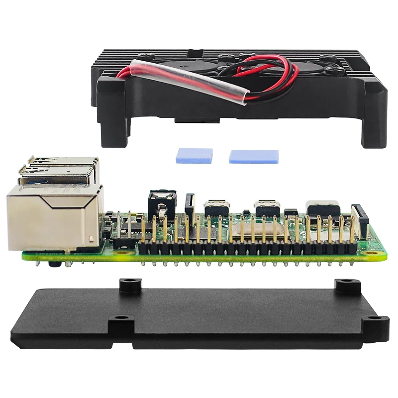 Raspberry Pi 4 Модель B двойные вентиляторы с ЧПУ Алюминий сплав чехол металлический