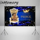 Фон для фотографирования новорожденных с изображением Королевского синего принца Золотая Корона стул декор для новорожденных баннер на день рождения