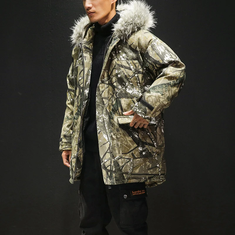 Мужские зимние длинные пальто теплые пуховики с капюшоном повседневные Длинные