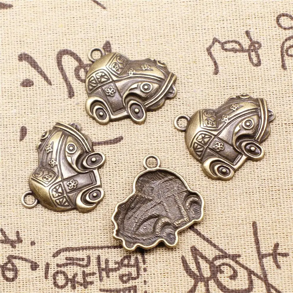 

Supplies For Jewelry Making 4pcs 31x31mm Antique Bronze Color Car Charms