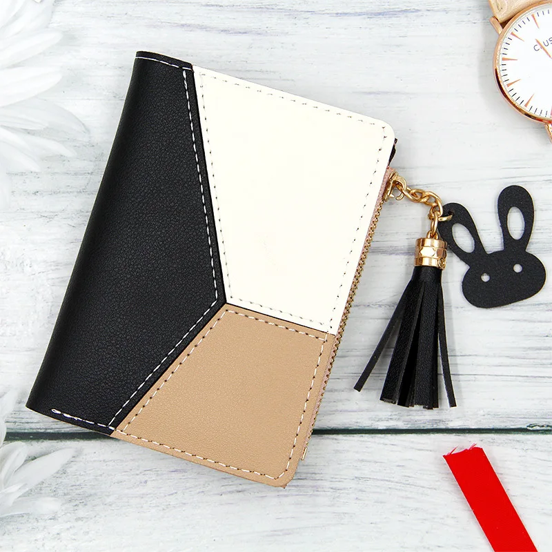 

Freeshipping 2021 new Korean women's short wallet color fashion tassel coin purse women's hand bag card bag