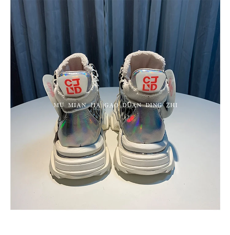 RY-RELAA women sneakers fashion high top sneakers ins wedge sneakers Genuine Leather rhinestone shoes white platform shoes