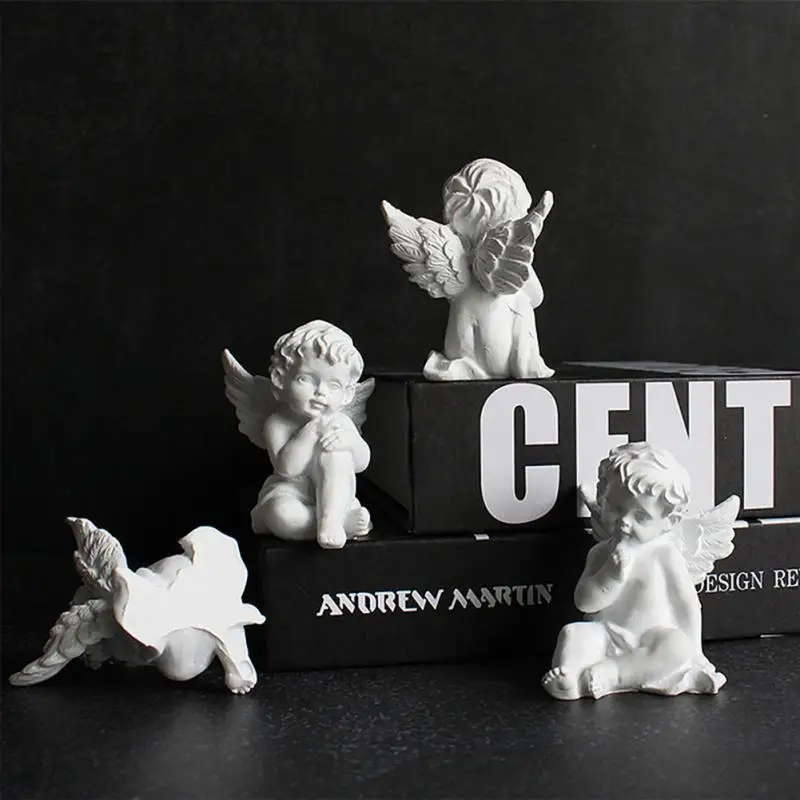 

1pc Angel Decoration Crafts White Garden Cupid Ornament Resin Magical Fairy Angel Cherub Creative Figurine Statue Home Decor
