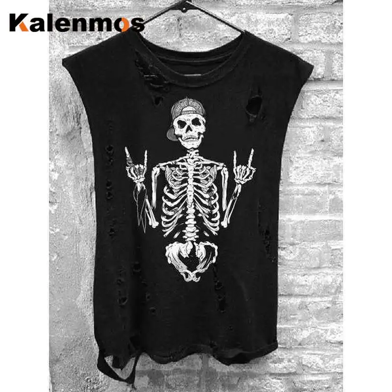 Женская футболка без рукавов с принтом черепа | одежда