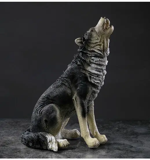RESIN WOLF STATUE ANIMALS FIGURINE WOLF WILDLIFE ORNAMENT ANIMAL TOTEM WOLF DOG SCULPTURE CRAFTS HOME DECORATIONS GIFT R1312