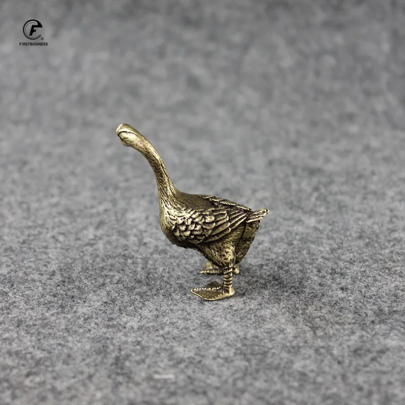 Ретро Медные Твердые гусиные фигурки маленькие статуи животных украшения