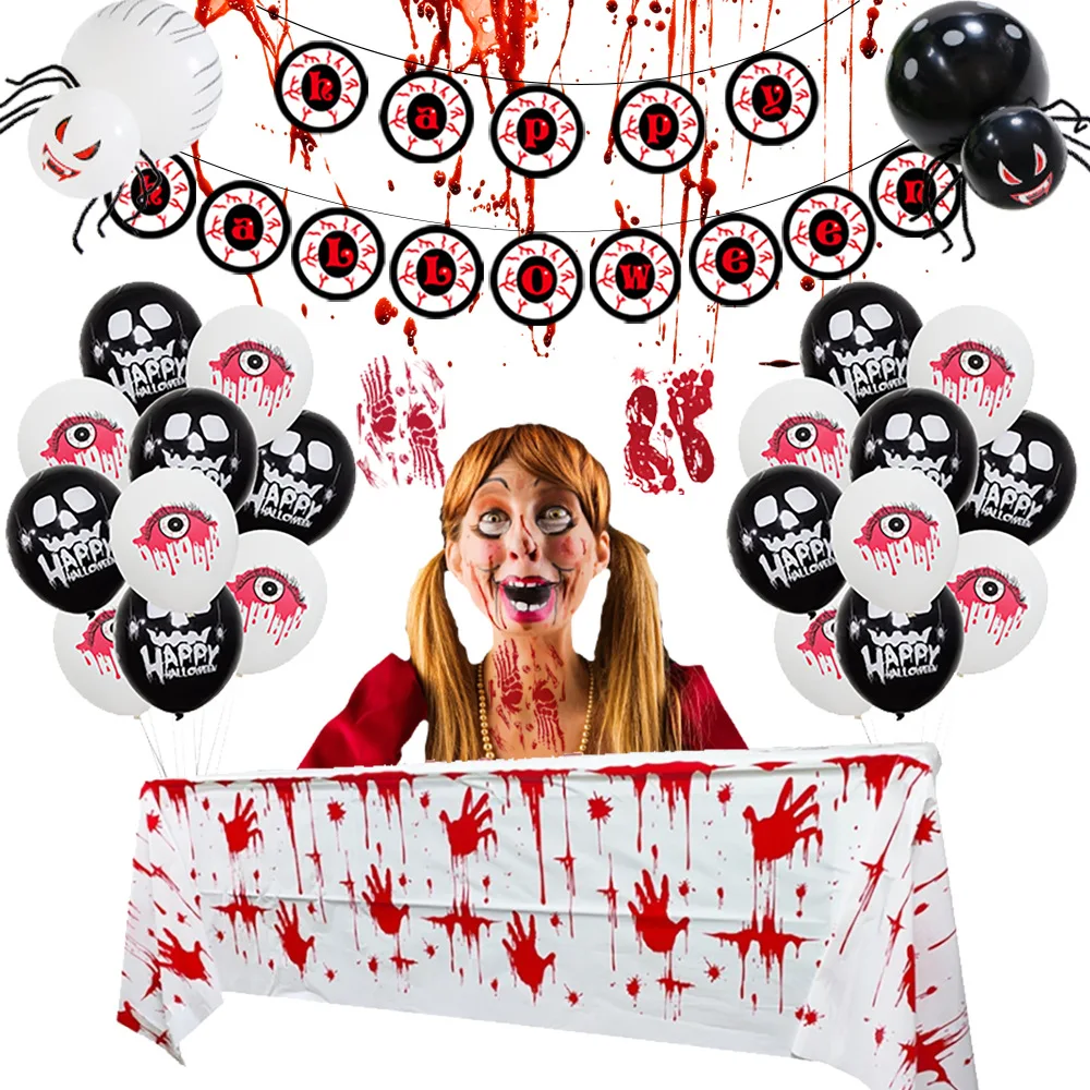 

Halloween Balloon Banner Set Celebration Party Spider Pumpkin Package Balloon Hanging Happy Halloween Balloons Kit