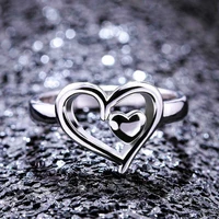 trendy romantic heart shaped wedding engagement ring women girls rings size 7 10