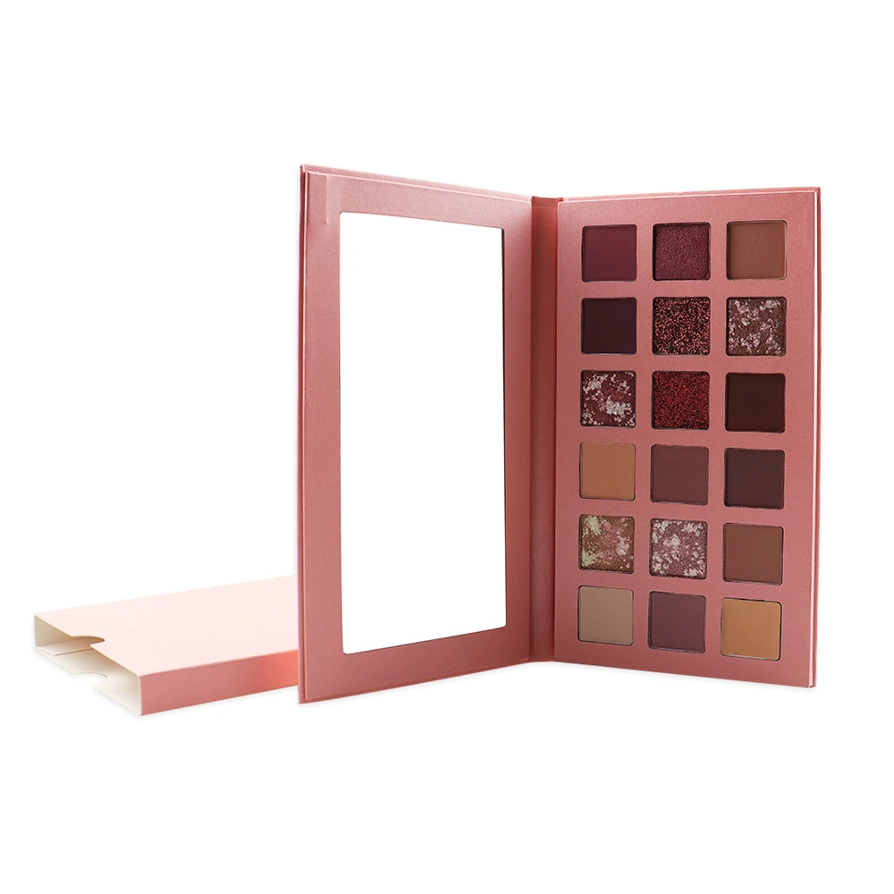 18 colors long lasting pink gold eyeshadow palette customized private label low MOQ own cosmetic brand