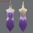 Женское платье с бахромой для латиноамериканских танцев, размеры до 6XL