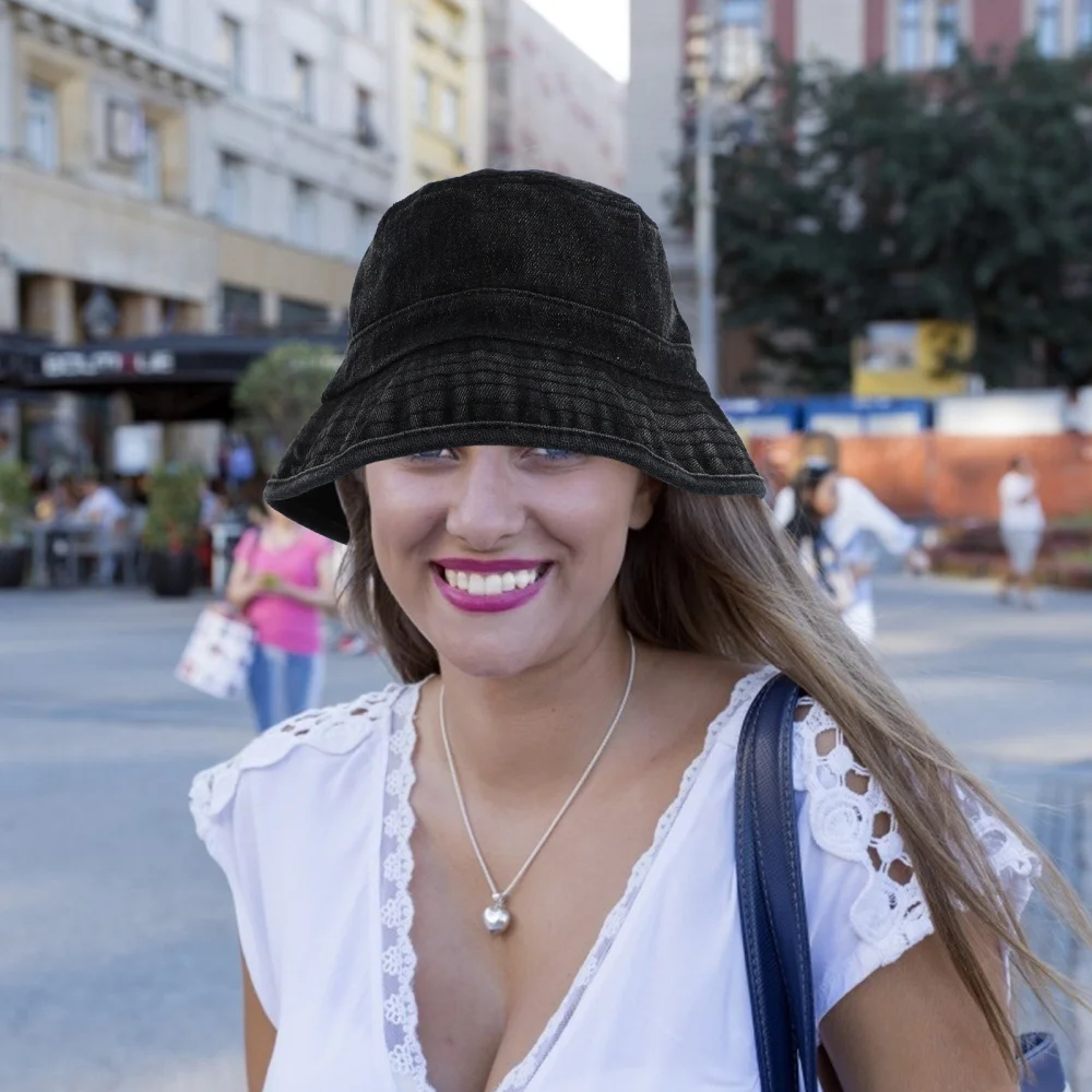 

1Pc Bucket Hat Simple Fisherman Hat Outdoor Denim Hat Sun Protection Cap