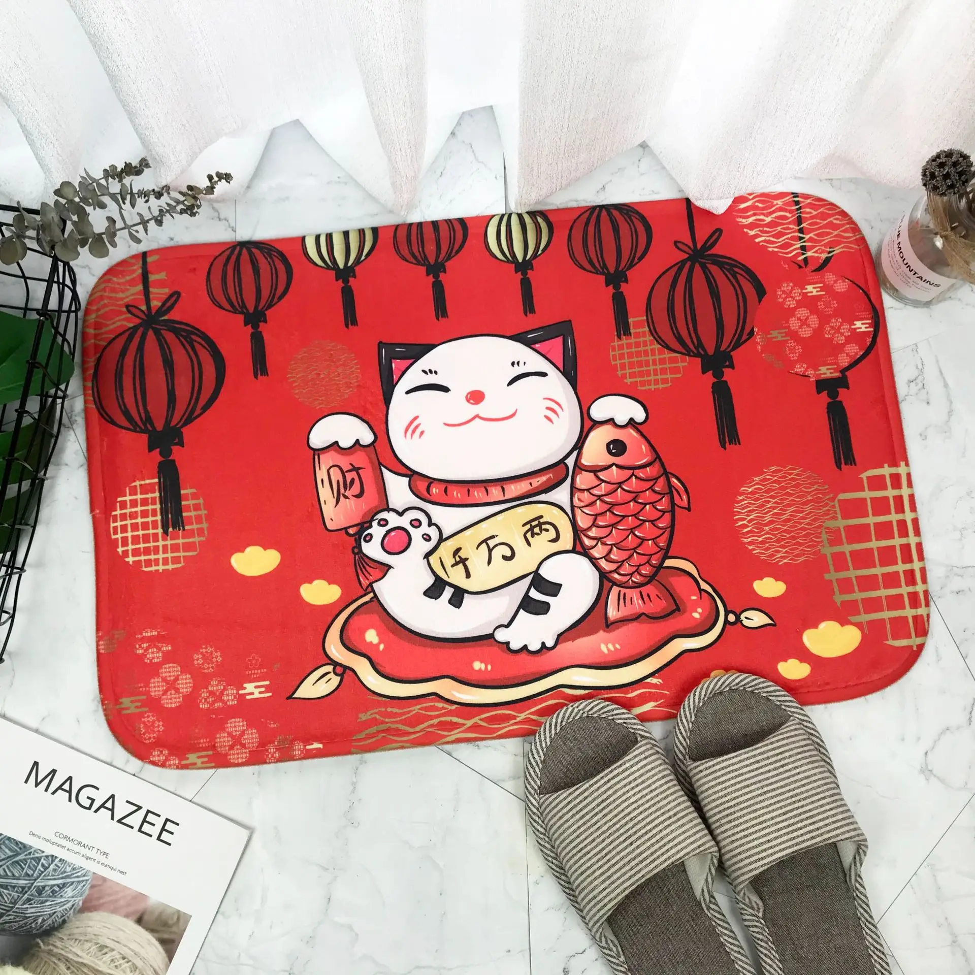 Приносящий удачу кошка напольный коврик ковер Декор Спальня Придверный коврики |