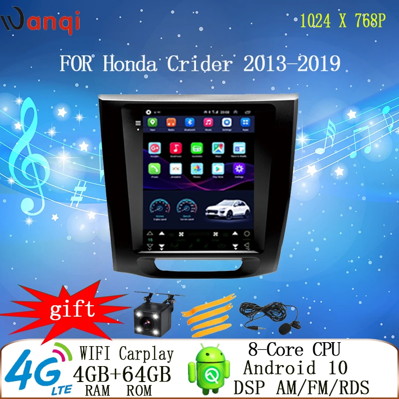 

Car Radio Multimedia Tesla Vertical Screen Style Android 10.0 Car GPS DSP Player for Honda Crider 2013-2019 Navigation