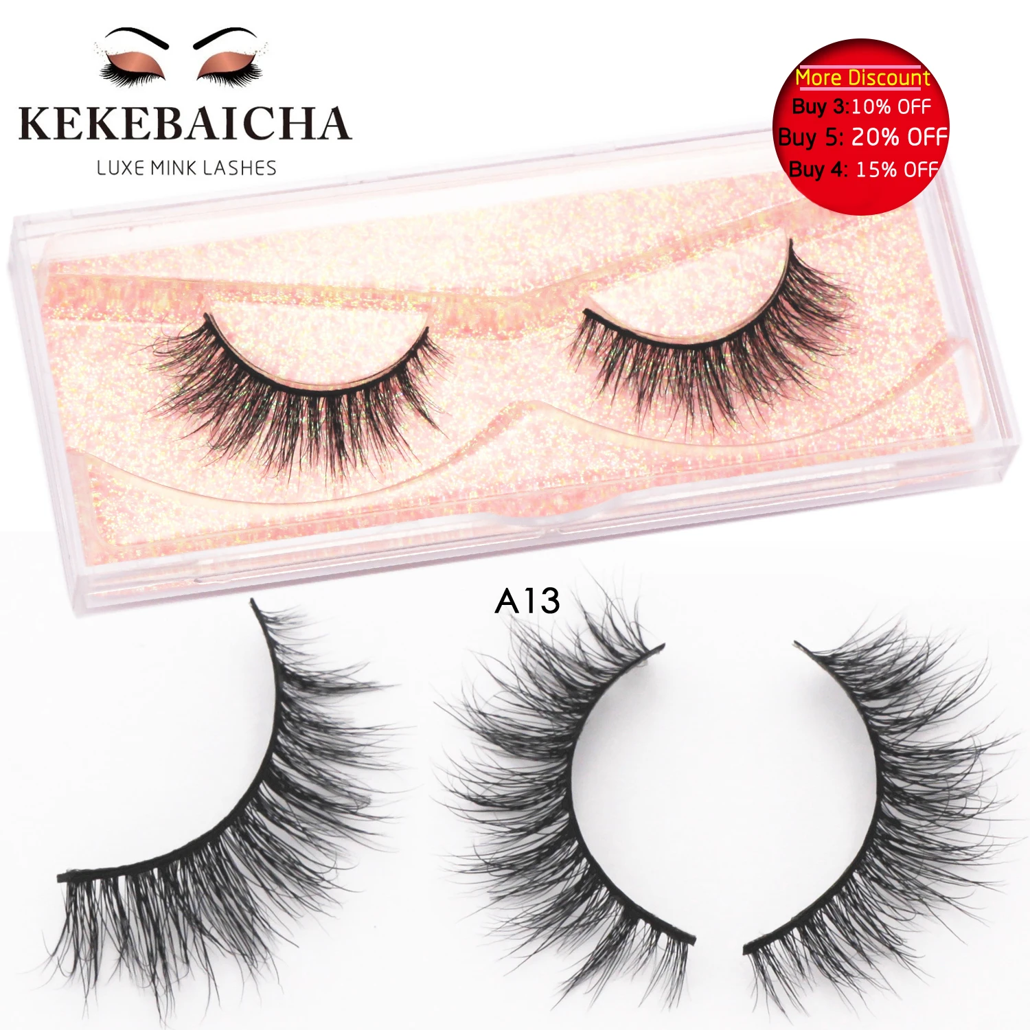 Короткие искусственные норковые ресницы KEKEBAICHA натуральные длинные 3D легкие
