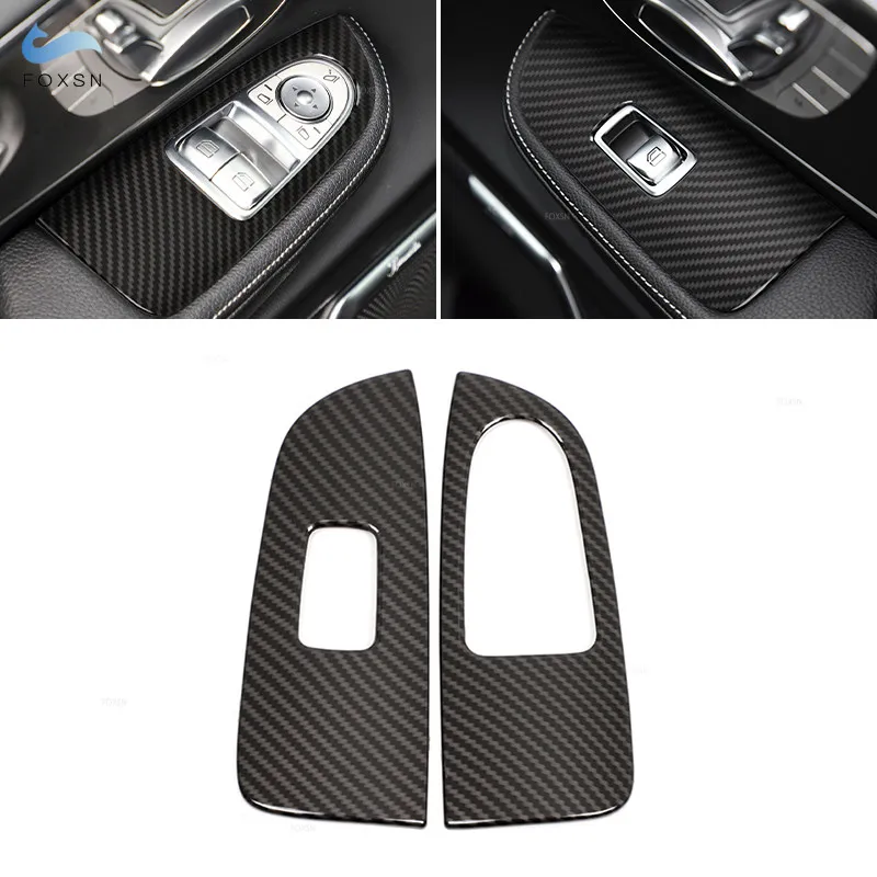 For Mercedes Benz V Class V250 V260 2015 - 2020 ABS Carbon Texture Window Lift Switch Button Panel Frame Cover Protective Trim