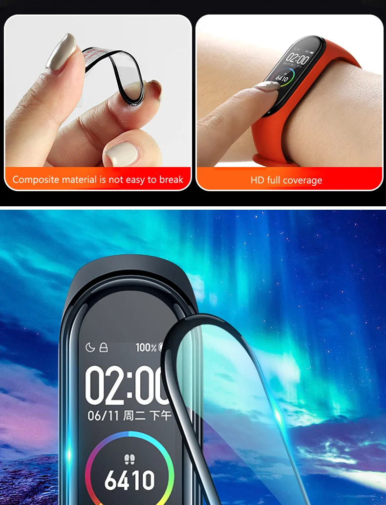 Защитная пленка для Xiaomi Mi Band 4 NFC Smart protector Mi Band 4 glass(не закаленное стекло) Взрывозащищенная/Защита от царапин