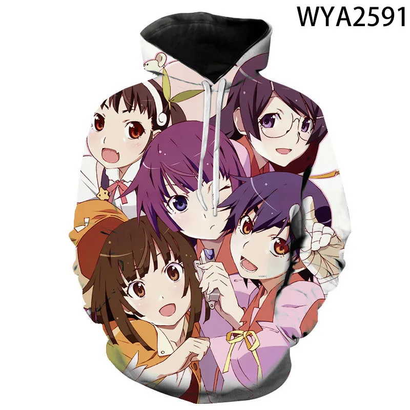 

Новинка 2020, модные повседневные толстовки Monogatari для мужчин и женщин, детские толстовки, уличный пуловер с 3D принтом, топы для мальчиков и дев...