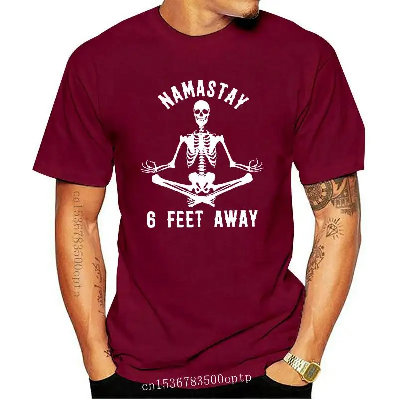 

New Namastay 6 Feet Away Skeleton T-shirt Funny 90s Social Distancing Yoga Tshirt Casual Women Graphic Namaste Self Quarantine T