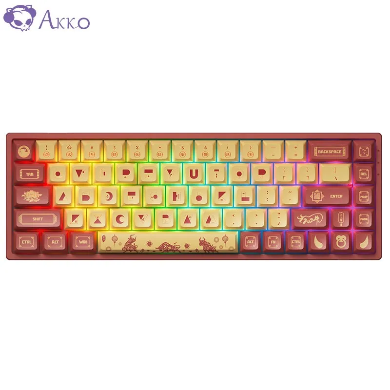 

Оригинальная новая Механическая игровая беспроводная клавиатура AKKO 3068-OX RGB с Bluetooth 5,0, 68 клавишами PBT, компьютерная игровая клавиатура Type-C