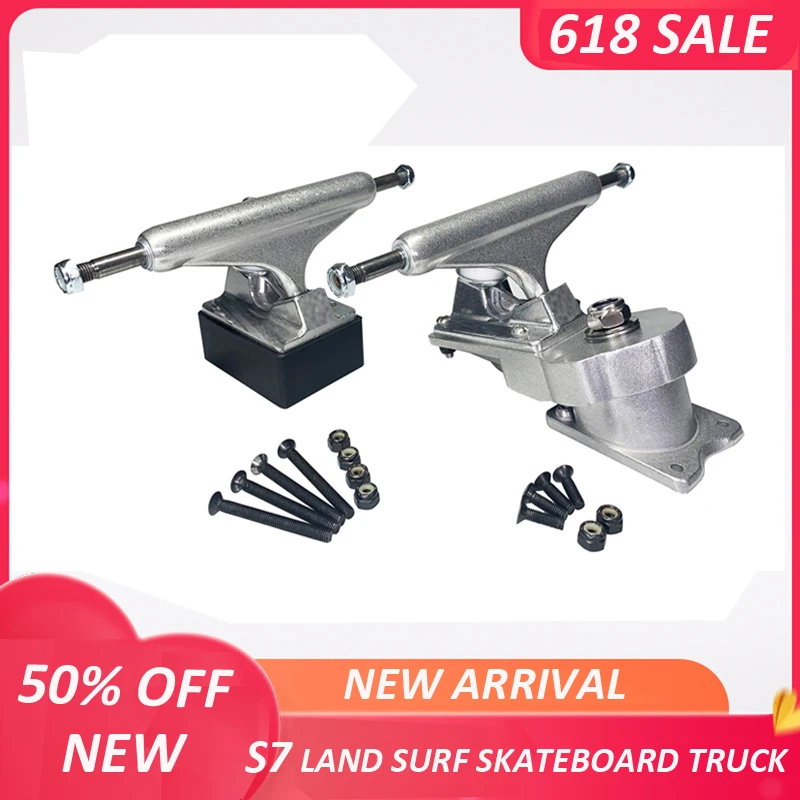 6.25in S7 Ground-free Rotating Land Surf Skateboard Truck Double Steering Thruster Bridge Ski Steering Bracket Skateboard Truck