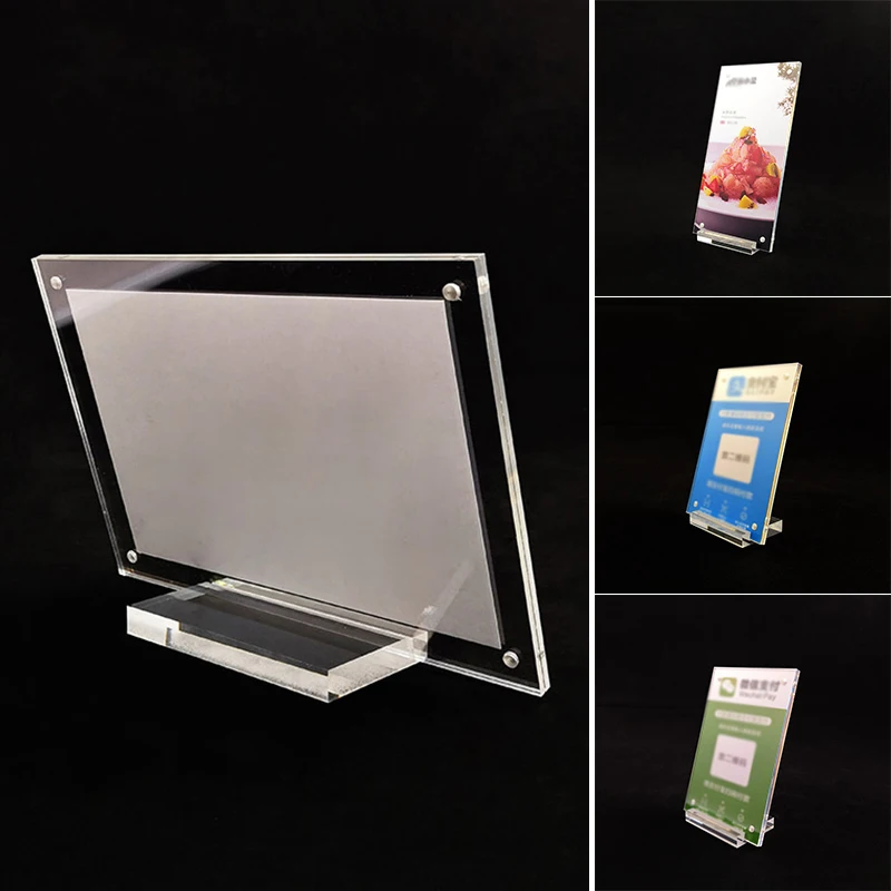 

1 Pcs Acrylic Sign Display Holder Label Price Name Card Tag Shop Stands Tool Picture Photo Album Frame Transparent Bracket