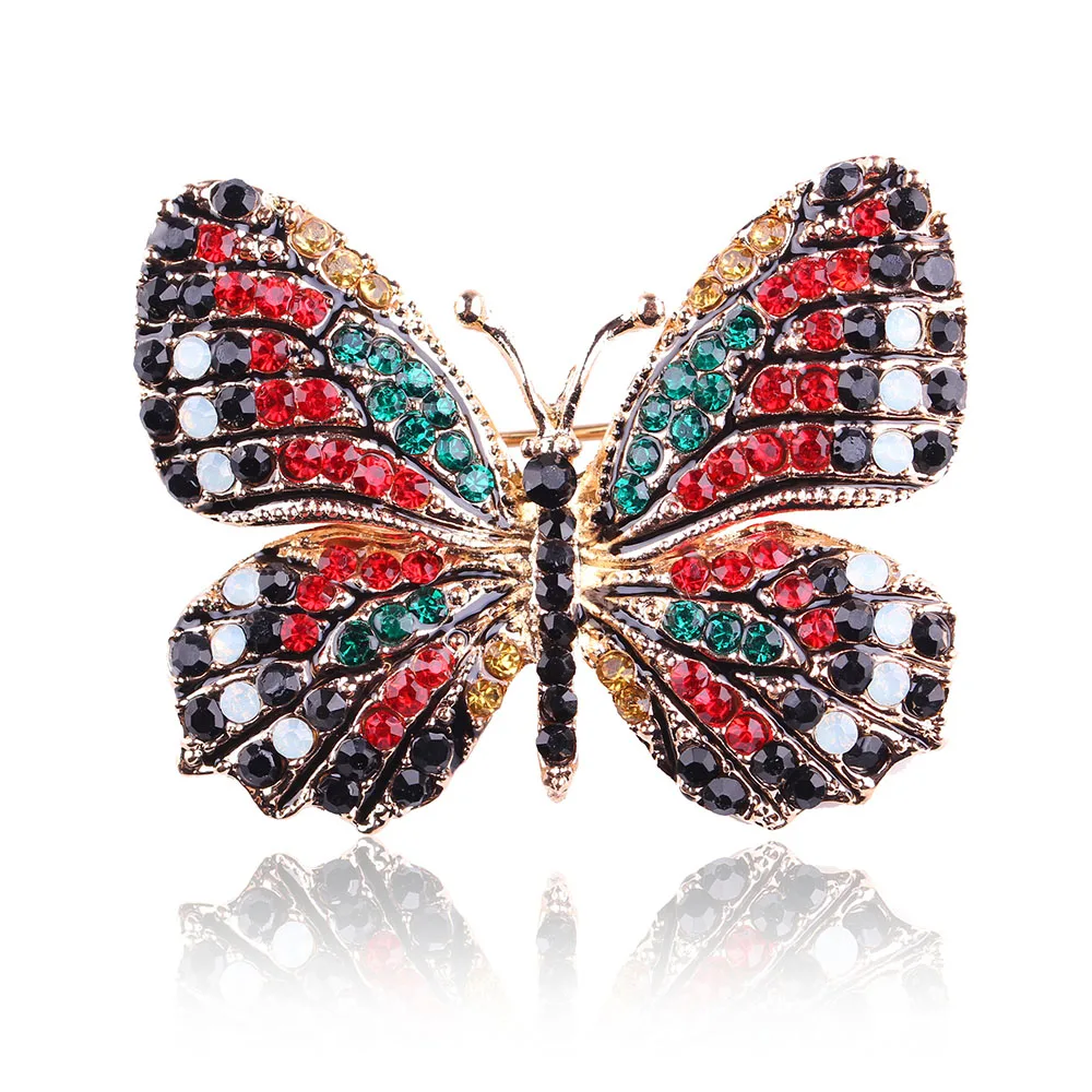 Брошь в виде бабочки для женщин цветные стразы значок модные свадебные украшения