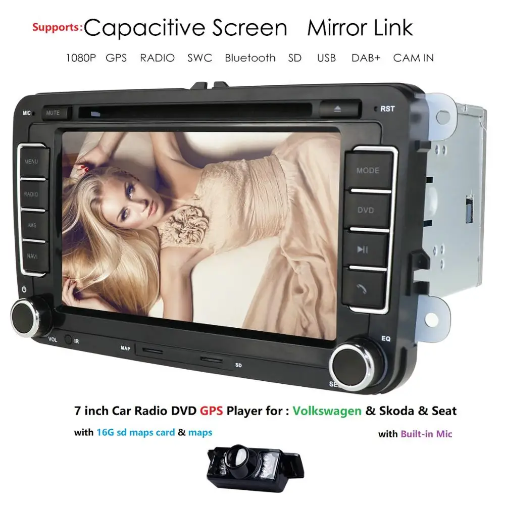 Ossuret 2 din " автомобильный DVD Радио мультимедийный плеер для VW/Skoda/Octavia/Fabia/Rapid/Yeti/Seat/Leon gps навигация автомобильный аудио стерео