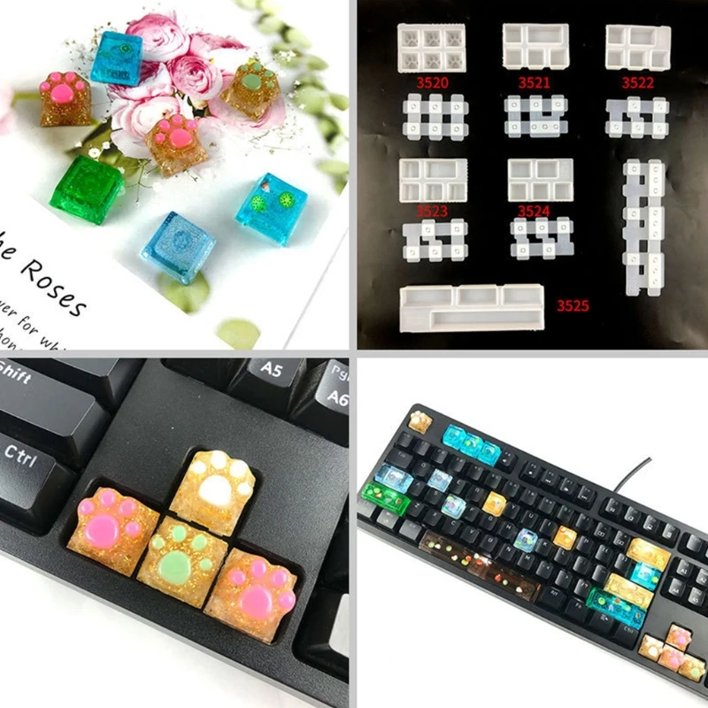 DIY Set Manual Mechanical Gaming Keyboard Keycaps Resin Clavier Silicone Mold Keycap Mold For Art Epoxy Handmade Craft images - 6