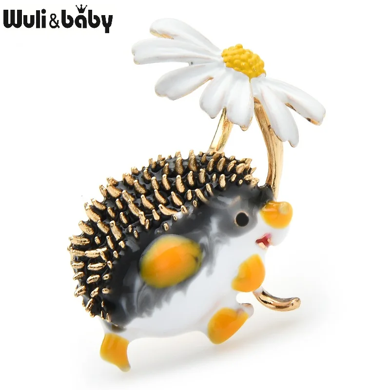 Wuli & baby Милые Броши в виде цветка ежа для женщин 8 цветов животное вечерние НКИ
