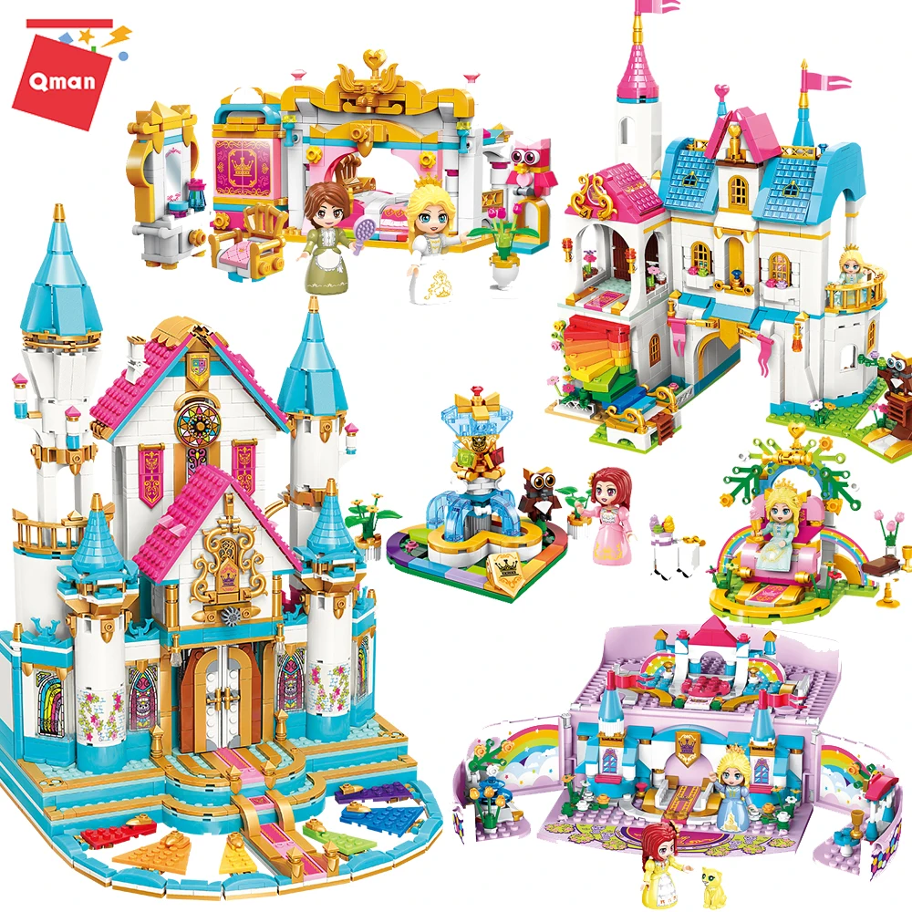 

girl friends Building Blocks Enlighten Girl Princess Leah Lake Heart Rainbow Castle DIY Bricks toys Christmas birthday Gifts