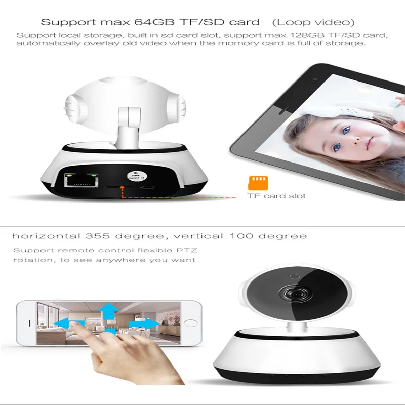 Детский Монитор портативная WiFi ip-камера 720P HD Беспроводная умная детская камера Аудио Видео Запись наблюдения домашняя камера безопасности