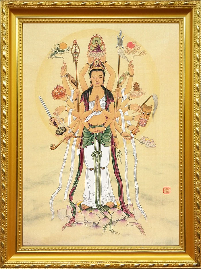 

Thousand hand Guanyin portrait, photo paper printing, Guanyin Bodhisattva Buddha painting, double-sided plastic packaging, photo